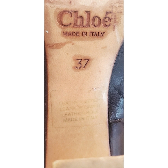 Chloe Three Buckle Wooden Heel Knee-high Leather Boot Size US 7 Brown - Picture 6 of 15